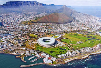 View of Green Point and Table Mountain, Cape Town