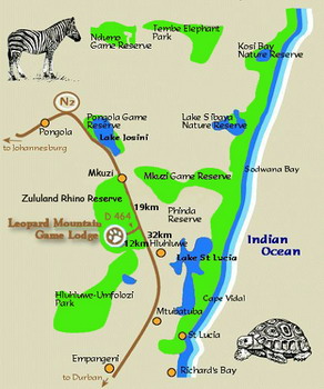 Location map for Leopard Mountain Safari Lodge
